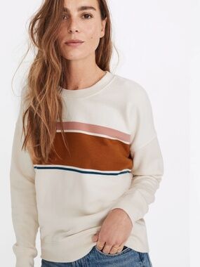 Madewell (Re)sourced Cotton Mainstay Sweatshirt Kimball Stripe Size L